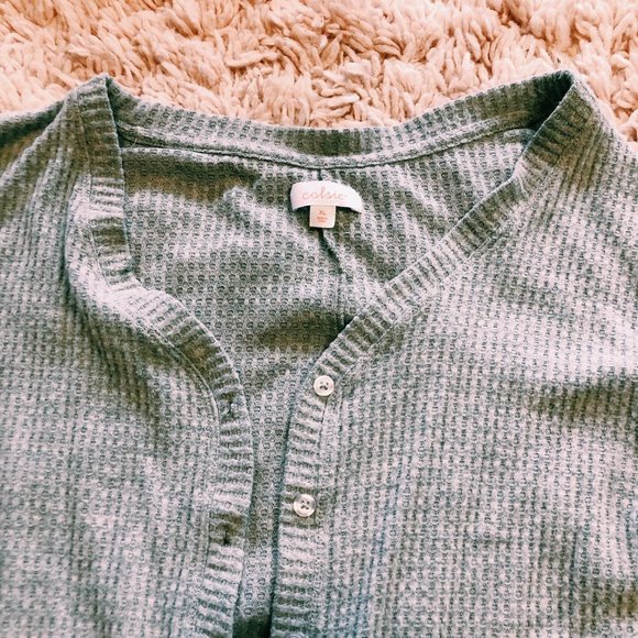 Colsie Gray Waffle Button-Up, Open Cardigan - Picture 6 of 12